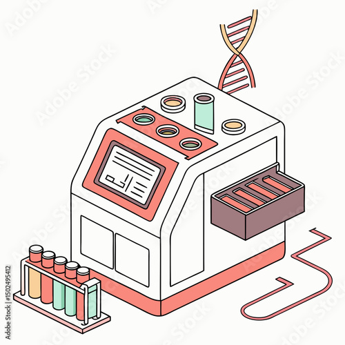 Creative PCR Machine Vector Illustration | Clean and Modern Design for Genetic Testing, Molecular Biology, and Medical Laboratory Projects