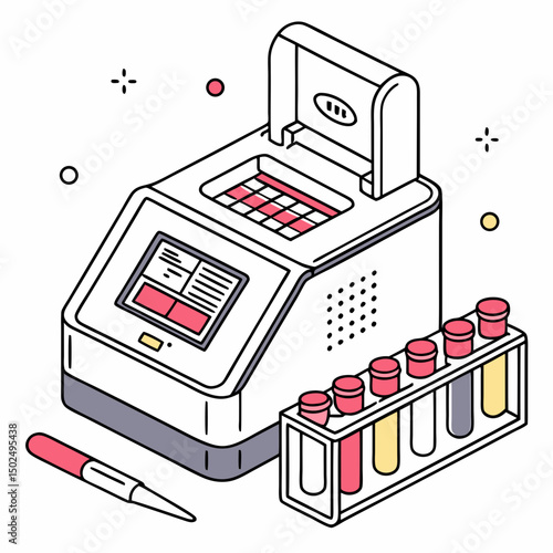 Creative PCR Machine Vector Illustration | Clean and Modern Design for Genetic Testing, Molecular Biology, and Medical Laboratory Projects