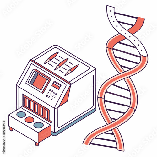 Creative PCR Machine Vector Illustration | Clean and Modern Design for Genetic Testing, Molecular Biology, and Medical Laboratory Projects