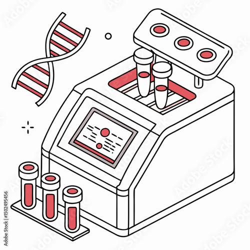 Creative PCR Machine Vector Illustration | Clean and Modern Design for Genetic Testing, Molecular Biology, and Medical Laboratory Projects