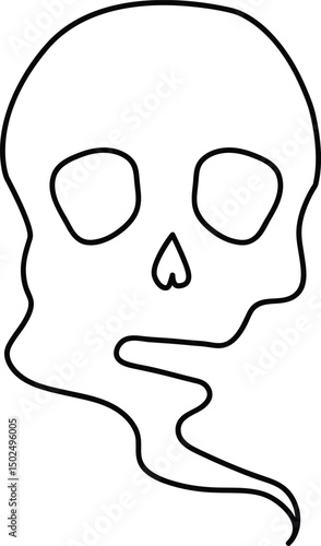 Minimalist Skull with Smoke Trail Vector Illustration