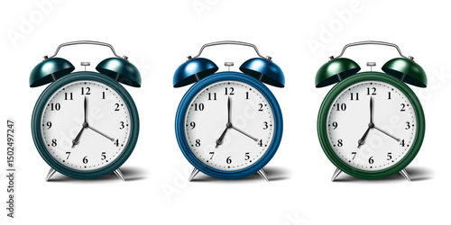 realistic shiny alarm clocks set design template.travel,business and education concept background design clip art vector illustration.
