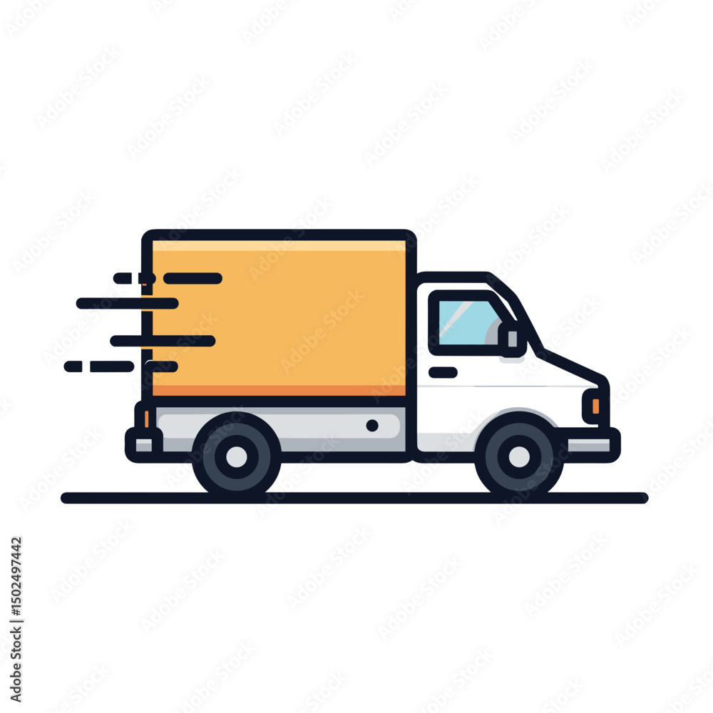 Fast Delivery Truck Vector Illustration with Motion Lines Indicating Speed and Efficiency for Logistics Fast Delivery Truck Vector Illustration with Motion Lines Indicating Speed and Efficiency for Logistics