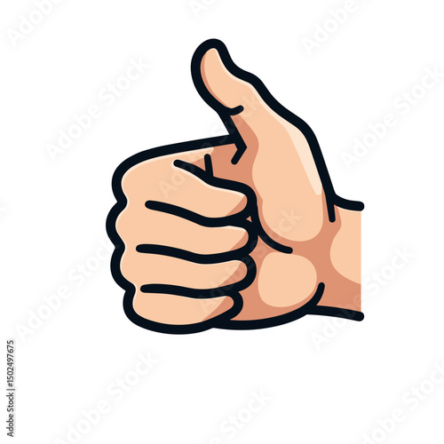Cartoon Hand Giving a Thumbs Up Gesture, Positive Feedback and Approval Illustration