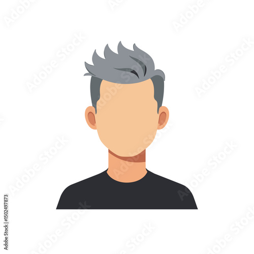 Vector Illustration of a Man with Gray Hair and Black Shirt on White Background