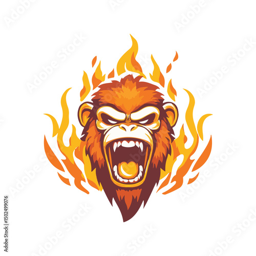 Wallpaper Mural Burning Monkey angry Logo Vector Torontodigital.ca