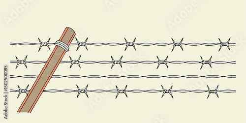 Barbed wire fence illustrative graphic for various design projects royalty free