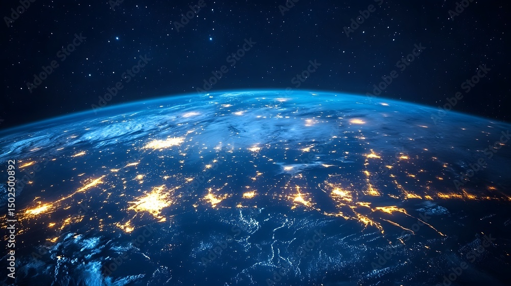 Obraz premium interconnected factories sharing data via satellite uplinks