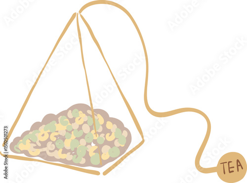 Tea Bag Illustration, Cozy Beverage Clipart, Warm Drink Art