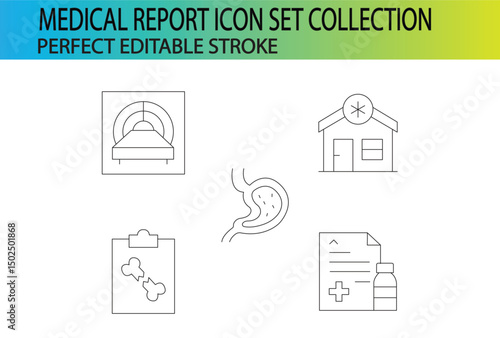 MEDICAL REPORT ICON SET COLLECTION