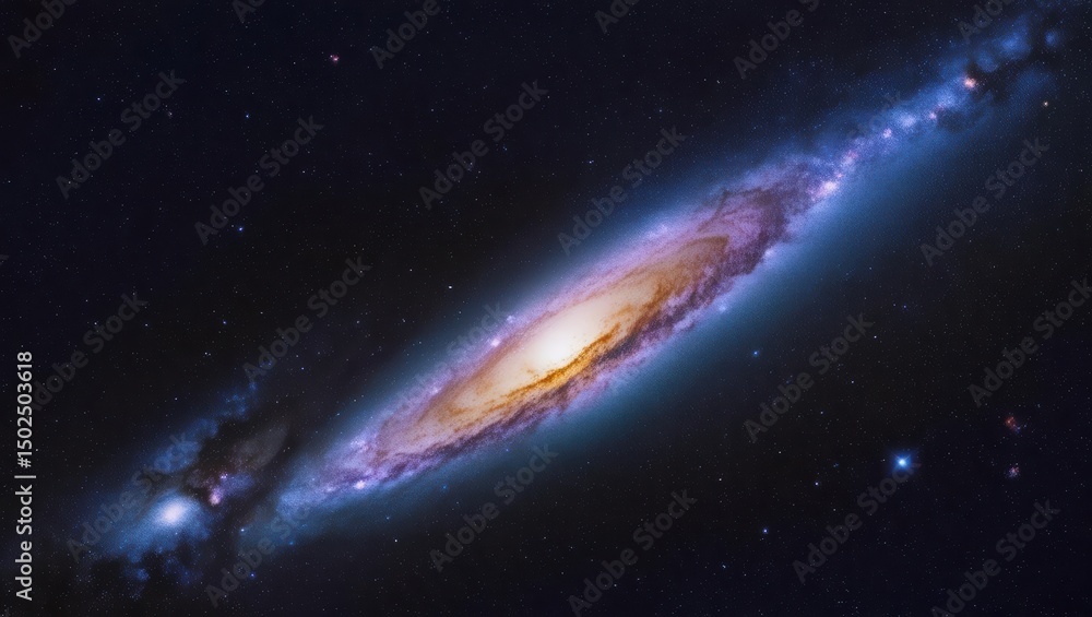 Fototapeta premium Stunning Spiral Galaxy in Deep Space with Bright Nebulae and Stars