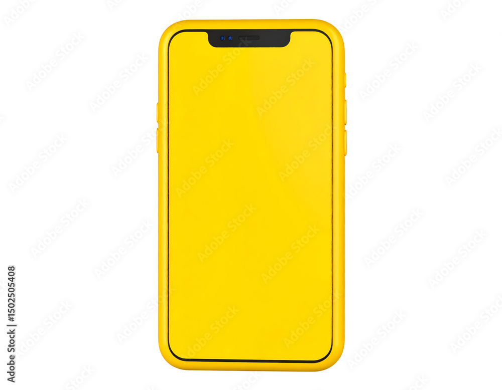 Yellow smartphone with blank screen, isolated Yellow smartphone with blank screen, isolated