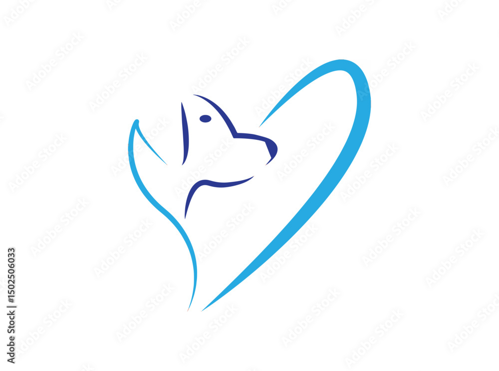 Obraz premium Dog Face in Heart Shape Logo SVG – Cute, Scalable Icon Design for Pet Lovers, Veterinary Clinics, Animal Charities, and Branding