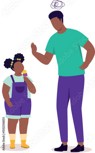 Overweight Black Little Daughter Get Scolded By Her Angry Father For Eating Too Much Of Ice-Cream.
