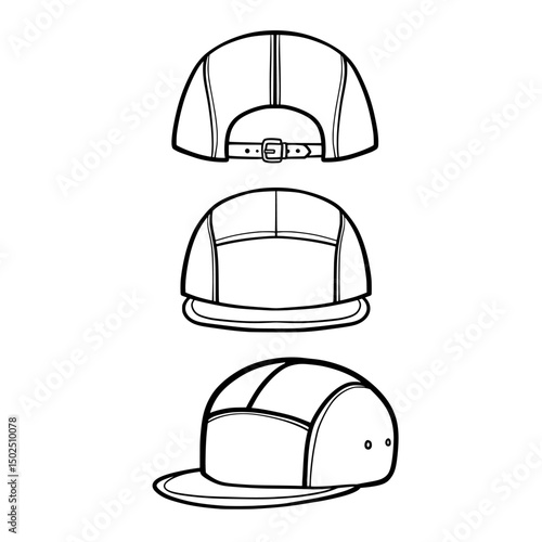 vector illustration of a 5 panels hat