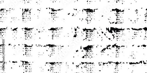 Black dirty grain white background. Black grunge noise gradient texture. Sand dusty distressed wallpaper. Grungy grit pattern. Black-white random dot texture for poster, banner, web