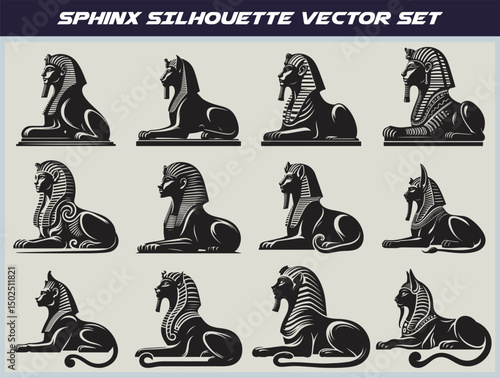 Sphinx silhouettes design set 