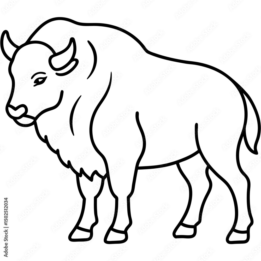 Obraz premium Polar Bison line art vector