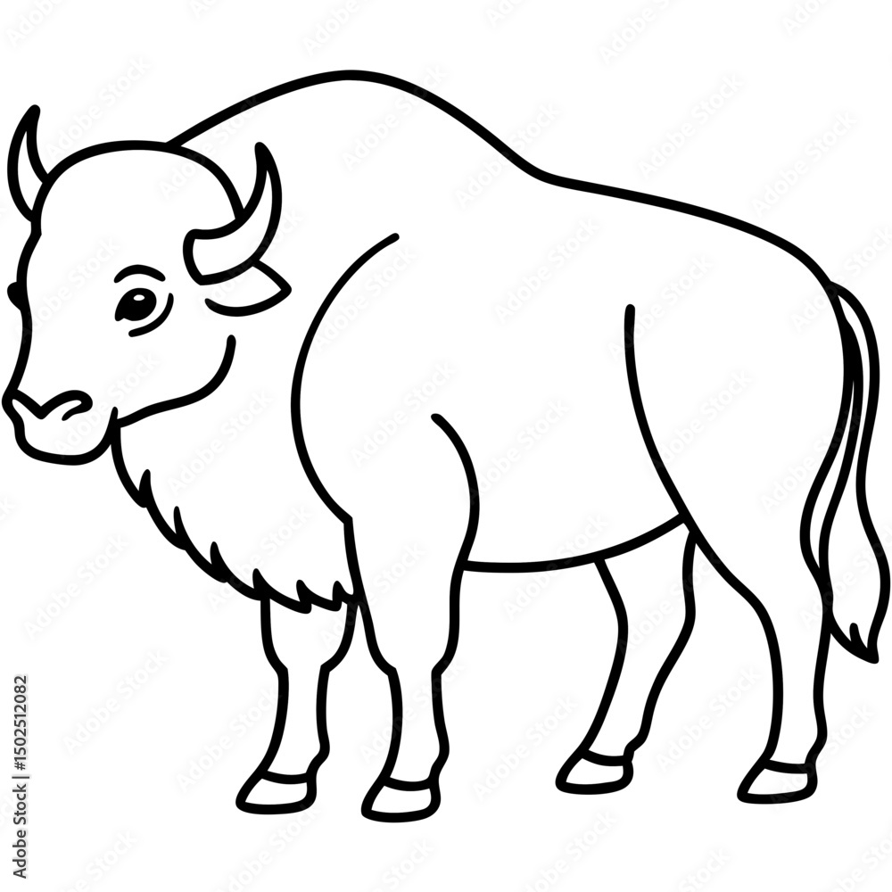 Fototapeta premium Polar Bison line art vector