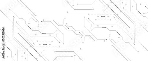 Vector Technology black circuit diagram concept. Abstract technology on white background. High-tech circuit board .