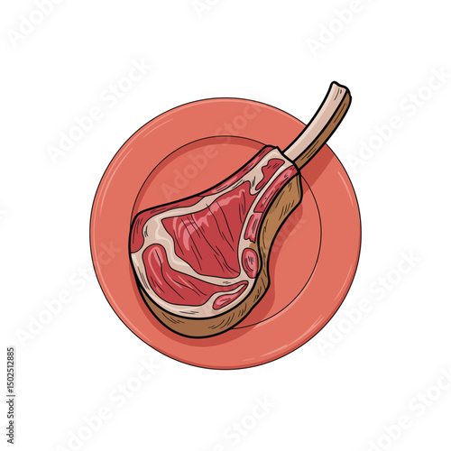 Grilled Beef Steak Illustration Design Vector, beef meats isolated on white background
