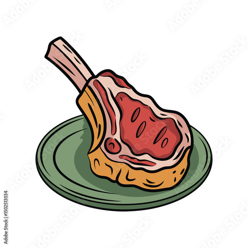 Grilled Beef Steak Illustration Design Vector, beef meats