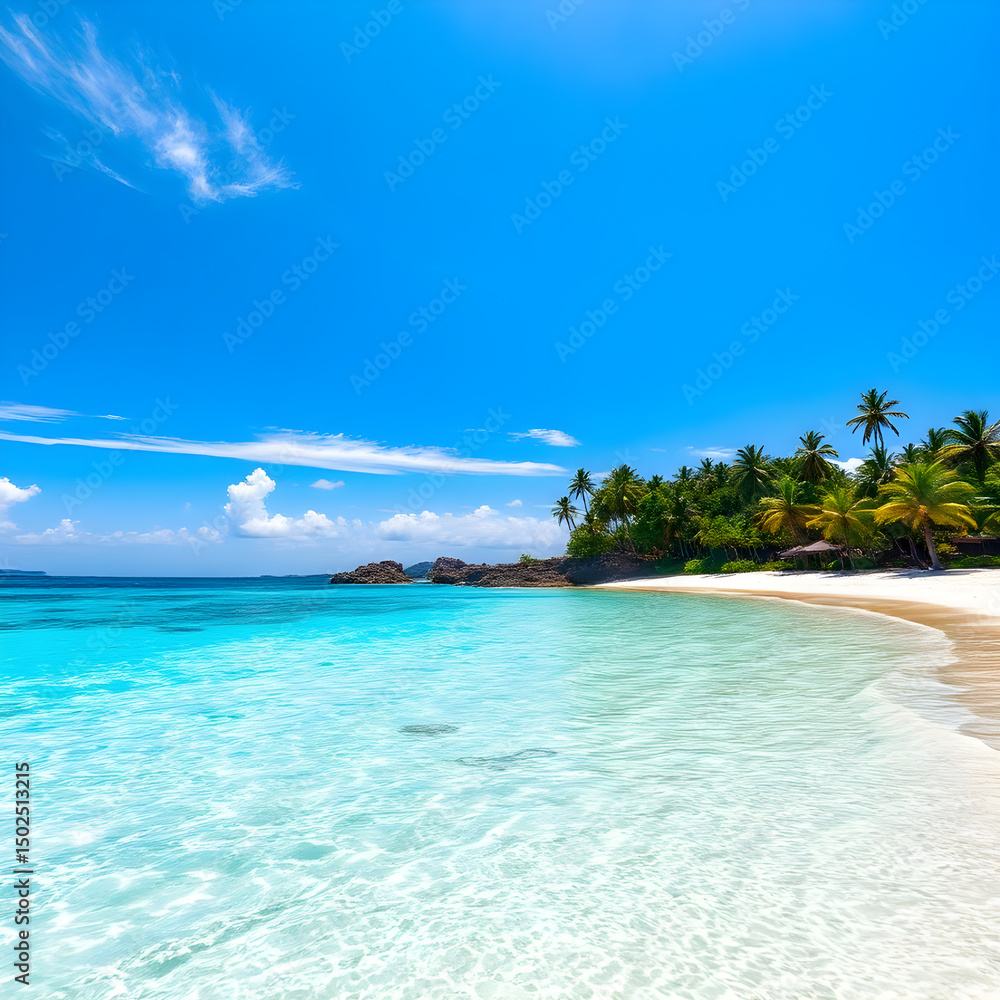 Fototapeta premium a breathtaking tropical beach with crystal-clear turquoise water