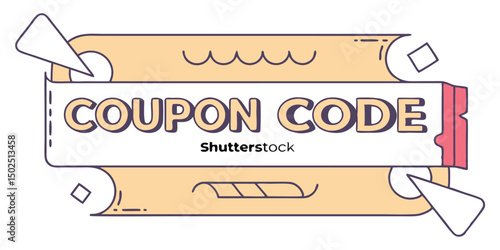 Coupon code graphic illustration with retro design suitable for promotional marketing materials