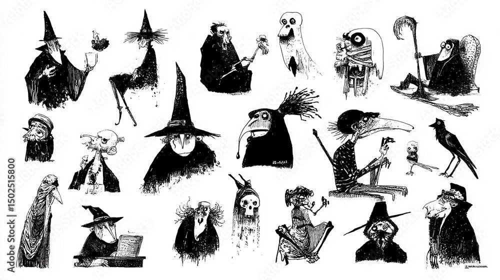 Naklejka premium Whimsical Illustrations of Vampires
