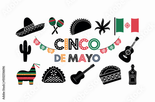 Colorful Cinco de Mayo Celebration Icons