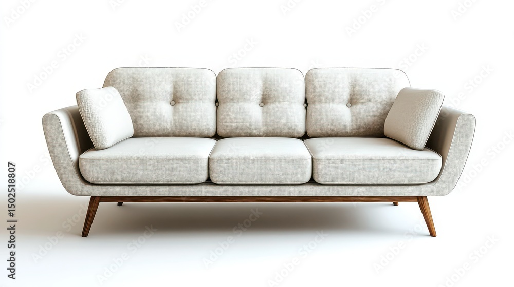 Fototapeta premium Retro Sofa in Classic Design, Isolated on Bright White Background for Interior Decoration Inspiration