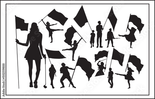 Color guard vector, Clipart, Silhouette, Vector, icons, illustration, design.