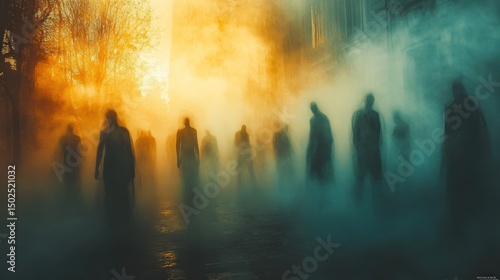 Foggy horde of shadowy figures