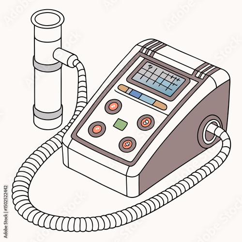 Creative Spirometer Vector Illustration | Modern Flat Design for Lung Function Test, Pulmonary Diagnostics, and Respiratory Healthcare Projects