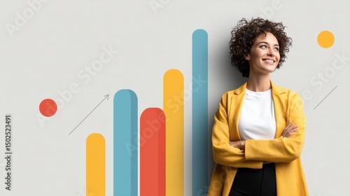 Confident Woman with Colorful Graph
