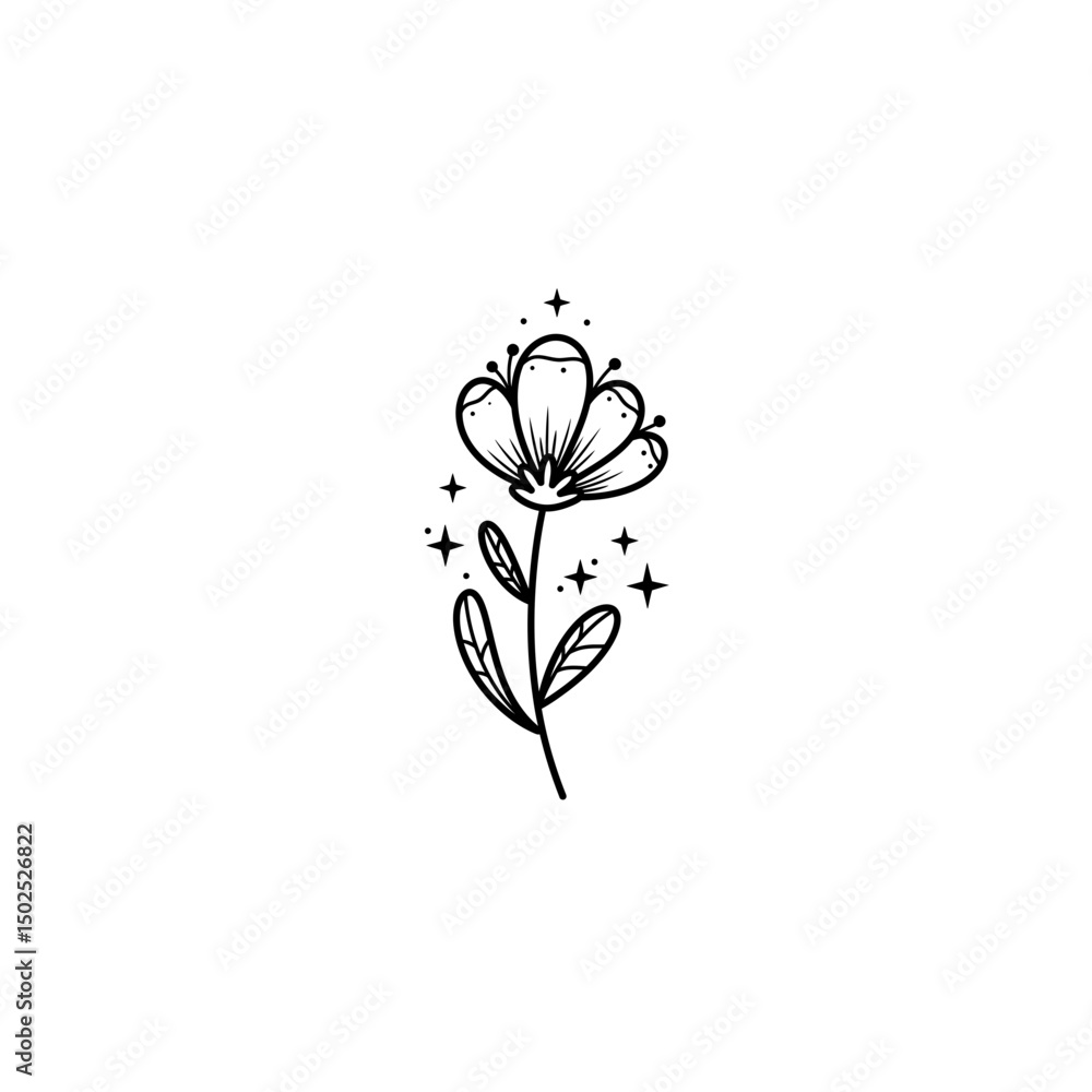 Obraz premium Flower Icon with Stars Accent
