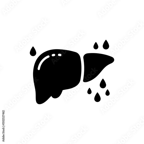 Fatty liver with droplets medical anatomy icon