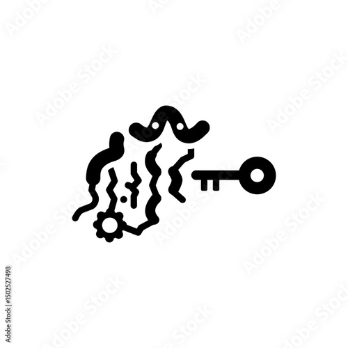 Enzyme lock and key fit biochemical reaction concept image