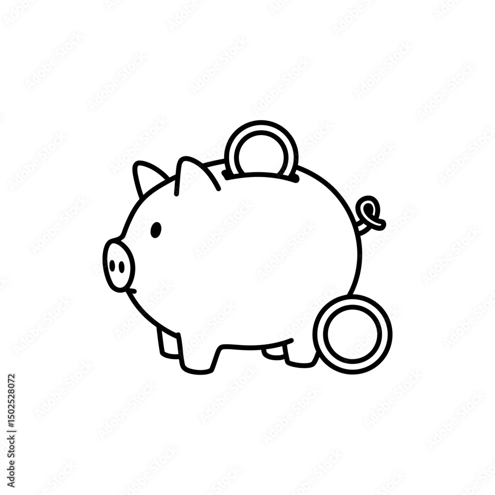 Piggy Bank and Coin Icon Piggy Bank and Coin Icon