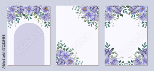 multipurpose card with purple floral watercolor