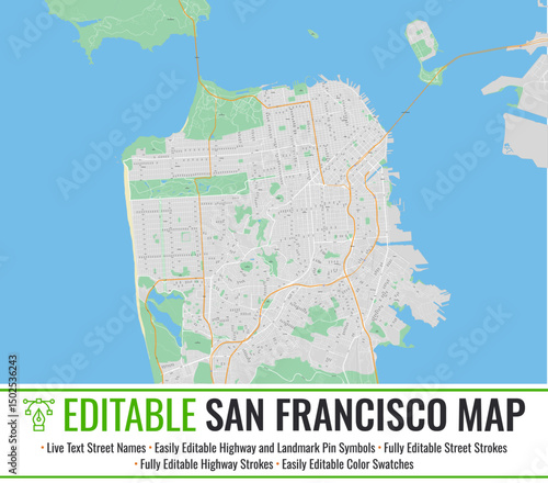 Editable San Francisco Map