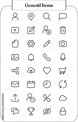 Universal Line Icons User Interface Elements Collection
