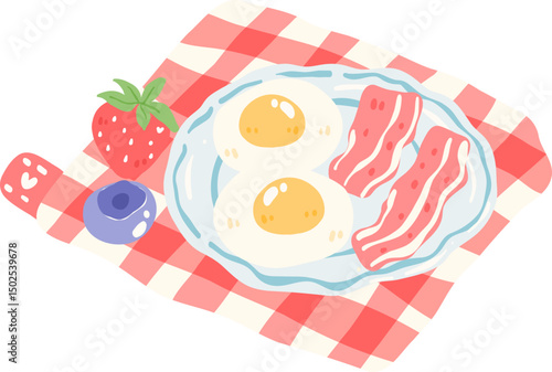 Breakfast Set Illustration, Cozy Morning Clipart, Rustic Kitchen Art

