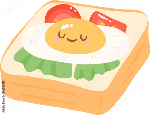 Eggs with Bread Illustration, Cozy Breakfast Clipart, Rustic Kitchen Art