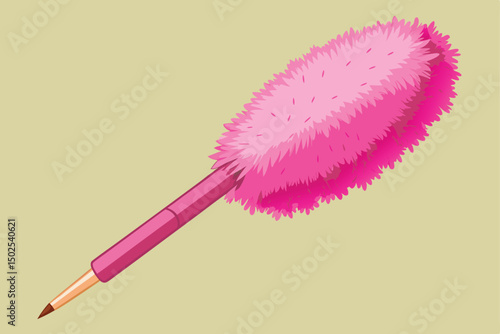 Pink feather duster for cleaning isolated on white background