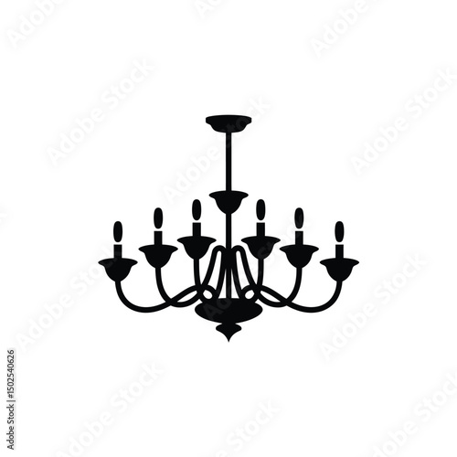 Elegant Chandelier Silhouette vector Art & Illustration