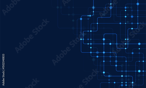 Circuit connect lines and dots. Network technology and Connection concept. Decentralized network nodes connections