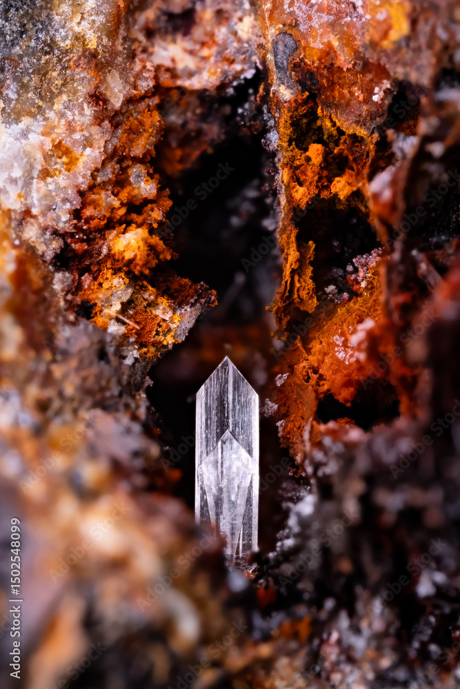 Fototapeta premium Baryte. Specimen from Rouvier, St-Marguerite-Lafigère, Ardèche, France. Micro photography extreme close-up. microscope mineral crystal photography for Scientific use.
