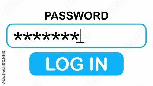 Animation of password entry and clicking login button. UI interaction concept