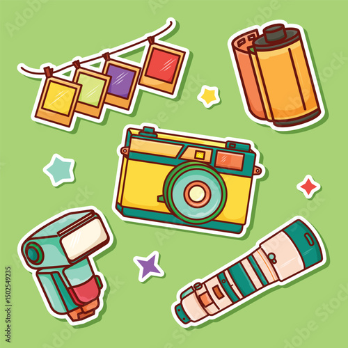 Vintage camera and photography equipment stickers